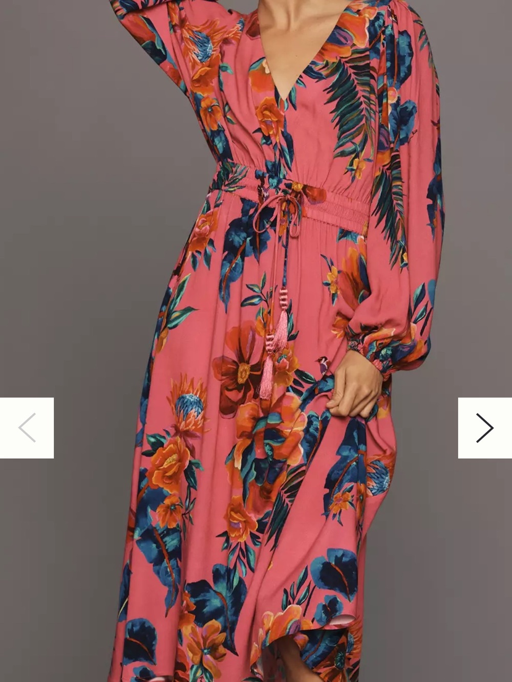 Farm Rio for Anthropologie Hot Pink Tropical Floral Maxi Dress NWT Rayon